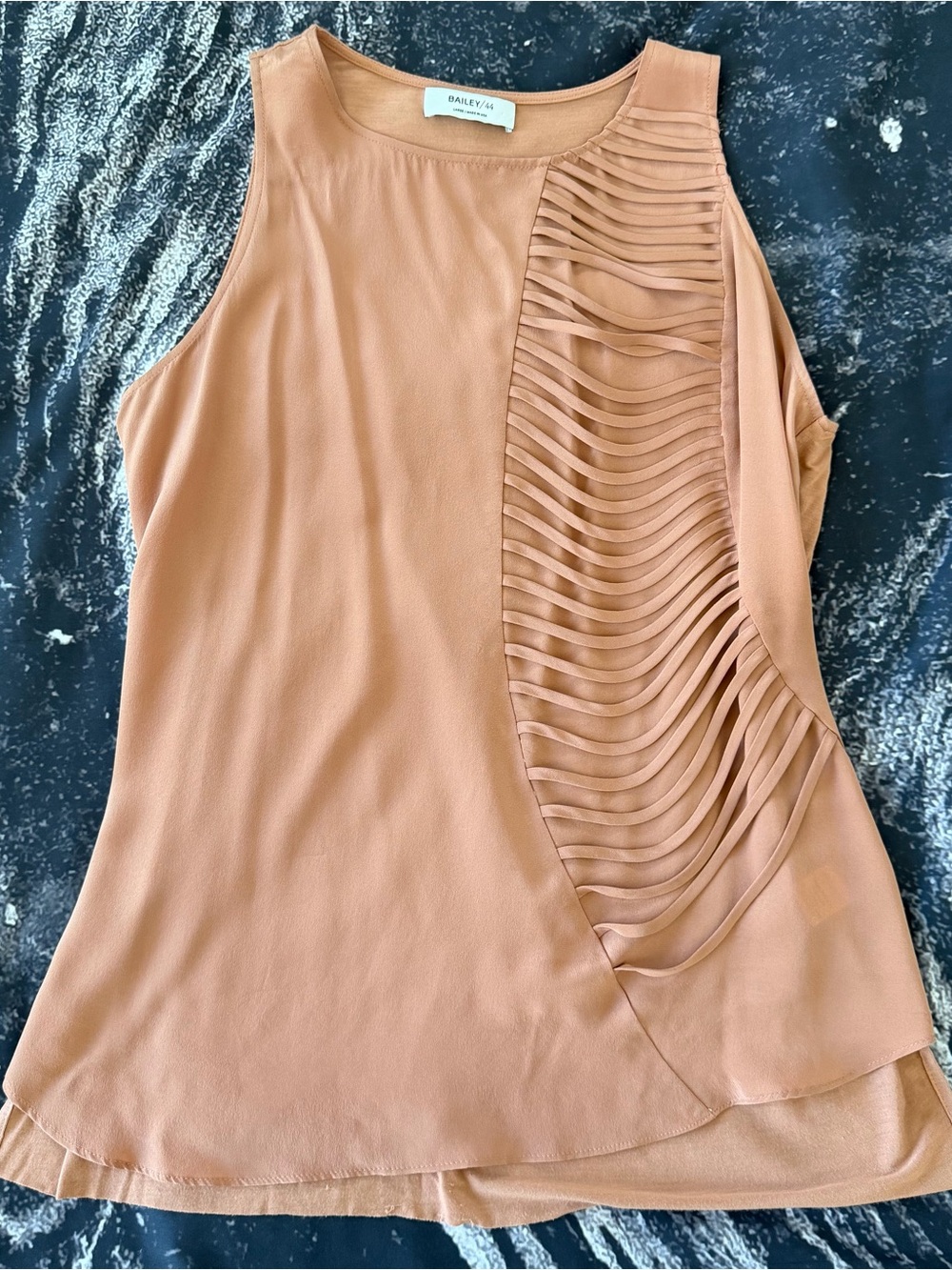 Bailey 44 Silk Sleeveless Top Tunic Peach / Beige - Strap Details - Size Large